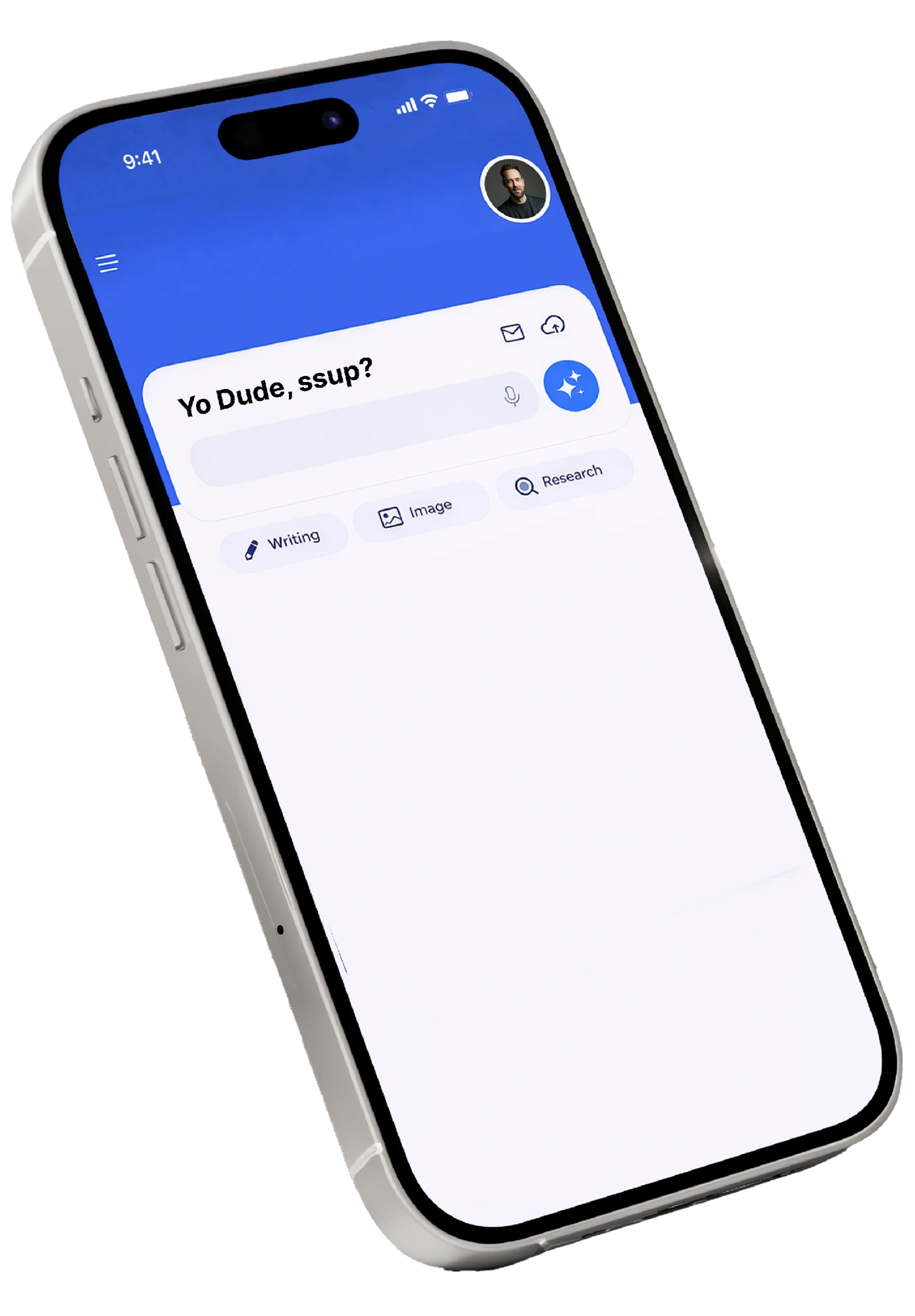 DudeArc assistant app screen